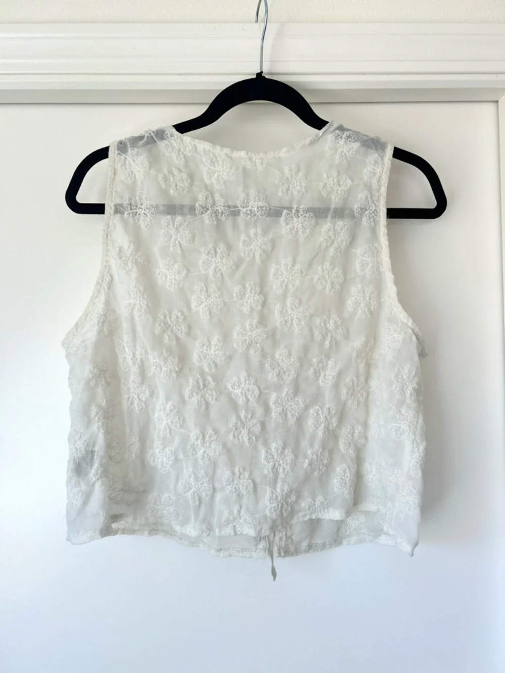 White Lace Tie-Front Top - Picture 3 of 3